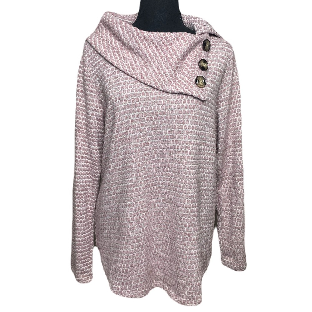 New‎ York Laundry Lavender Button-Accent Sweater Relaxed Fit Women’s Medium